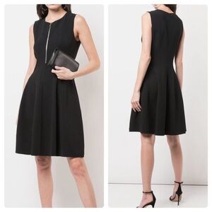 MICHAEL KORS COLLECTION Sz 2 Black Stretch Wool Quarter-Zip Dress Quiet Luxury